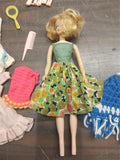 Vintage Barbie Doll Black Case Dresses Curlers Mirrors Fasion Clothes Homemade
