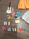 Vtg Barbie Ken Skipper Case Lot Heels Boots Wedding Dress Pants Guitar Jacket