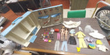 Vintage Light Blue Barbie Midge Doll Case Clothes Heels Boots Stand Handbags