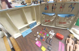 Vintage Light Blue Barbie Midge Doll Case Clothes Heels Boots Stand Handbags
