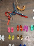 Vintage Light Blue Barbie Midge Doll Case Clothes Heels Boots Stand Handbags