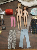 Vintage Light Blue Barbie Midge Doll Case Clothes Heels Boots Stand Handbags