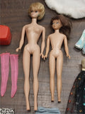 Vintage Light Blue Barbie Midge Doll Case Clothes Heels Boots Stand Handbags