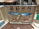 Vintage Light Blue Barbie Midge Doll Case Clothes Heels Boots Stand Handbags