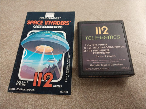 1980 112 Tele-Games Space Invaders Atari Video Game Cartridge Instructions