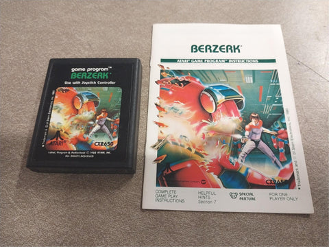 1980 Game Program Berzerk Atari Video Game Cartridge  Instructions CX2650