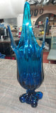 Pair Mid-Century Viking Bluenique Cobalt Glass Swung Vase Epic 4 Foil Rare Smug