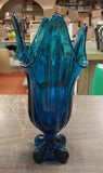 Pair Mid-Century Viking Bluenique Cobalt Glass Swung Vase Epic 4 Foil Rare Smug