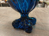 Pair Mid-Century Viking Bluenique Cobalt Glass Swung Vase Epic 4 Foil Rare Smug