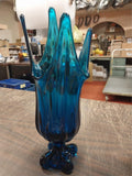 Pair Mid-Century Viking Bluenique Cobalt Glass Swung Vase Epic 4 Foil Rare Smug