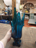 Pair Mid-Century Viking Bluenique Cobalt Glass Swung Vase Epic 4 Foil Rare Smug