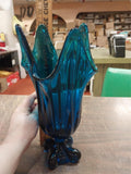 Pair Mid-Century Viking Bluenique Cobalt Glass Swung Vase Epic 4 Foil Rare Smug