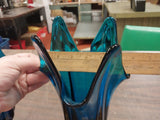 Pair Mid-Century Viking Bluenique Cobalt Glass Swung Vase Epic 4 Foil Rare Smug