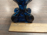 Pair Mid-Century Viking Bluenique Cobalt Glass Swung Vase Epic 4 Foil Rare Smug