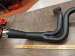 Chipped 2 into 1 Black Turn out Exhaust pipe Harley XL Billet Tip 883 1200 2007^