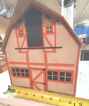 VINTAGE WOOD BARN W/HOUSE ANIMALS AUBURN RUBBER FARM TOY TODDLERS PRETEND