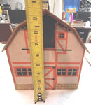 VINTAGE WOOD BARN W/HOUSE ANIMALS AUBURN RUBBER FARM TOY TODDLERS PRETEND