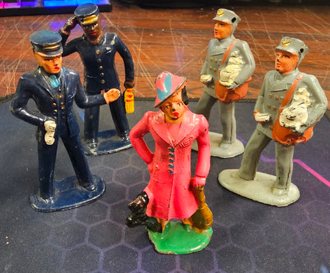 Vintage Barclay Diecast Figurines Mail Carriers Policeman Decorative Collectible