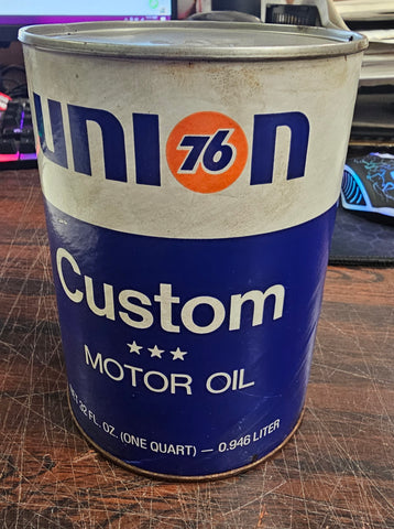 Vtg Union 76 Custom Motor Oil Tin Cardboard Can SAE 10W Full 32 fl oz quart Coll