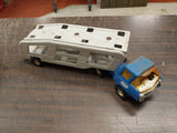 Vtg Blue Mini Tonka Cab Pressed Steel Truck Car Carrier 1960's Transport Japan