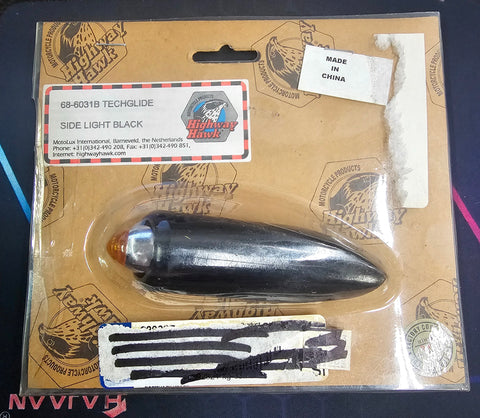 Highway Hawk Techglide Black Side Running Light Amber Lens Harley Chopper Bobber