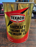 Vtg Full Texaco Aircraft Non-ash Engine Oil Premium AD SAE 40 1qt Metal Tin Can
