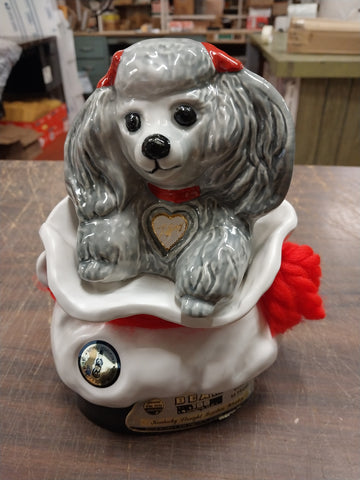 vtg 1973 Jim Beam Trophy series Tiffany the poodle whisky decanter Empty