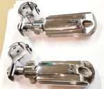 OEM Harley Chrome / Black Rubber Bar & Shield Clamp On Highway Slanted Foot Pegs