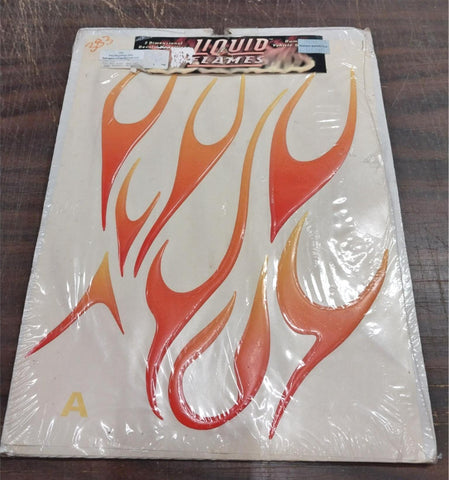 Liquid Flames 3-Dimensional Decal Motorcycle Helmet Tank Vehicle Exterior Graphi