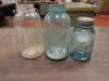 Vintage Ball Mason Jar Lot of 3 Blue Glass Zinc Lid Fluted Glass Perfect Mason