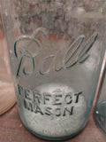 Vintage Ball Mason Jar Lot of 3 Blue Glass Zinc Lid Fluted Glass Perfect Mason