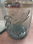 Vintage Ball Mason Jar Lot of 3 Blue Glass Zinc Lid Fluted Glass Perfect Mason