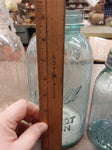 Vintage Ball Mason Jar Lot of 3 Blue Glass Zinc Lid Fluted Glass Perfect Mason