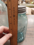 Vintage Ball Mason Jar Lot of 3 Blue Glass Zinc Lid Fluted Glass Perfect Mason