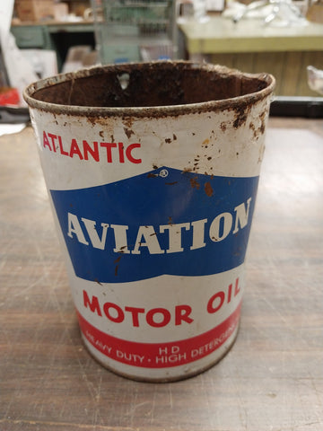 Atlantic Motor Oil Can Advertising Sign Aviation Aircraft Richfield Oil Empty