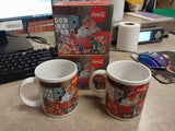 VINTAGE COCA-COLA SET OF 2 COFFEE CUP MUG CHRISTMAS SANTA CLAUSE NIB 1997 COKE