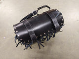 Black 11X5 Fringe Leather Tool Roll Fork Bag Harley Honda Motorcycle Sportster