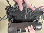 Black 11X5 Fringe Leather Tool Roll Fork Bag Harley Honda Motorcycle Sportster