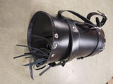 Black 11X5 Fringe Leather Tool Roll Fork Bag Harley Honda Motorcycle Sportster