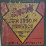 Vtg Shurhit Ignition parts Metal Cabinet Advertising Sign Garage Service station