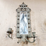 Antique 19th Century Ornate Loius XIV Dolphin Brass Mirrored Candle Sconce