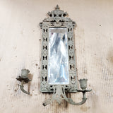 Antique 19th Century Ornate Loius XIV Dolphin Brass Mirrored Candle Sconce