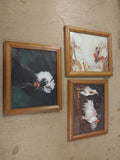 3 Regal Rooster Framed Pictures White Black 11.5"BY 9.5" Wall Decor