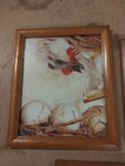 3 Regal Rooster Framed Pictures White Black 11.5"BY 9.5" Wall Decor