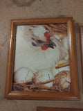 3 Regal Rooster Framed Pictures White Black 11.5"BY 9.5" Wall Decor