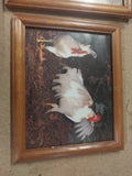 3 Regal Rooster Framed Pictures White Black 11.5"BY 9.5" Wall Decor