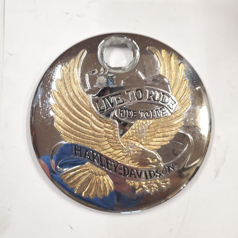 OEM 1992-07 Live To Ride Gas cap Door cover Harley FLH Ultra Classic Gold Chrome
