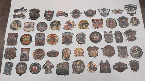 50 Assorted Harley Motorcycle Stickers Chopper Ladies Eagles Ride Skulls Garage