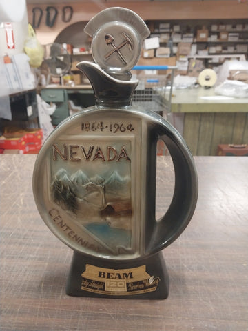 Vtg EMPTY1963 Jim Beam Nevada Centennial 1864-1964 Whiskey Decanter Regal China