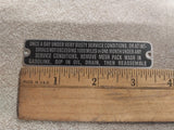 Vtg J Hook Air Cleaner Tag Silver Panhead Knucklehead Flathead UL Linkert